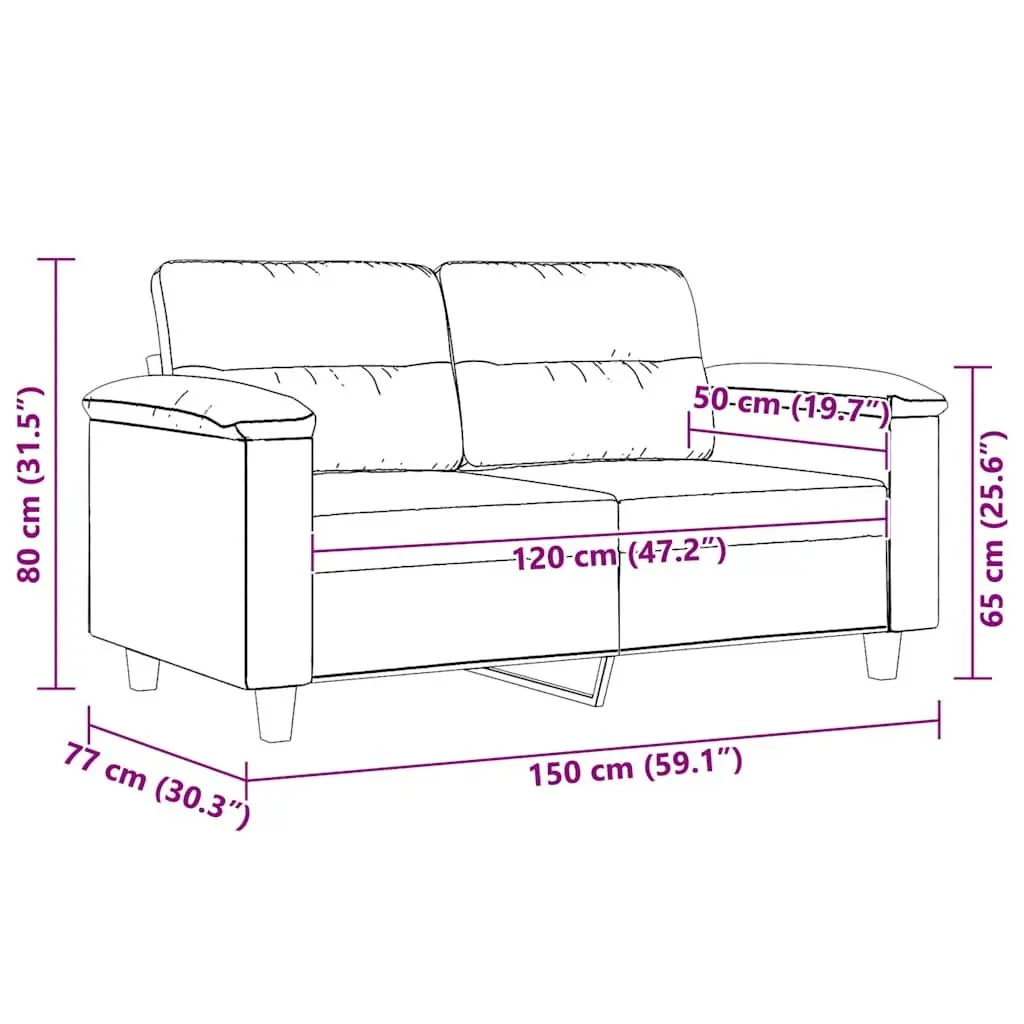 2-Seater Sofa with Grey Microfibre Finish