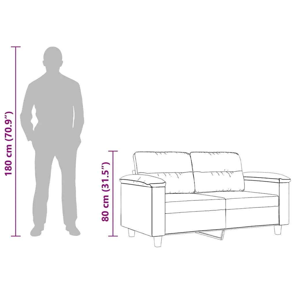2-Seater Sofa with Grey Microfibre Finish