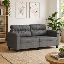 Value-Packed 2-Seater Grey Sofa with Microfibre Upholstery