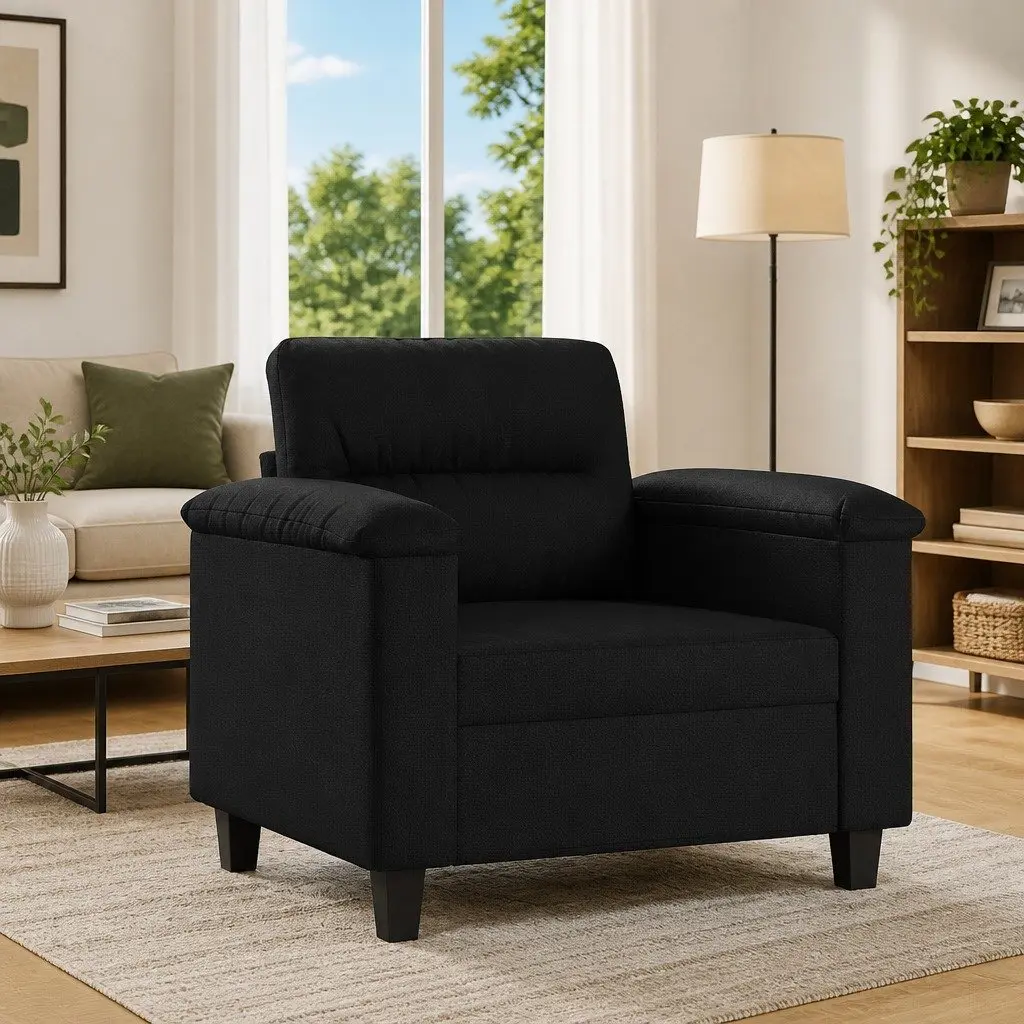 Sofa Chair Relaxation 60cm Black Modern Faux Leather Armchair
