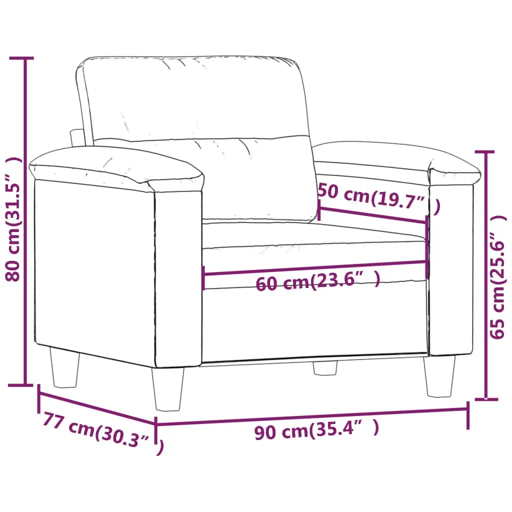 Sofa Chair Relaxation 60cm Black Modern Faux Leather Armchair