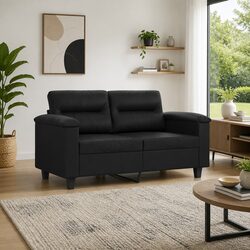 Comfortable Black 2-Seater Sofa, 120cm, Built to Last