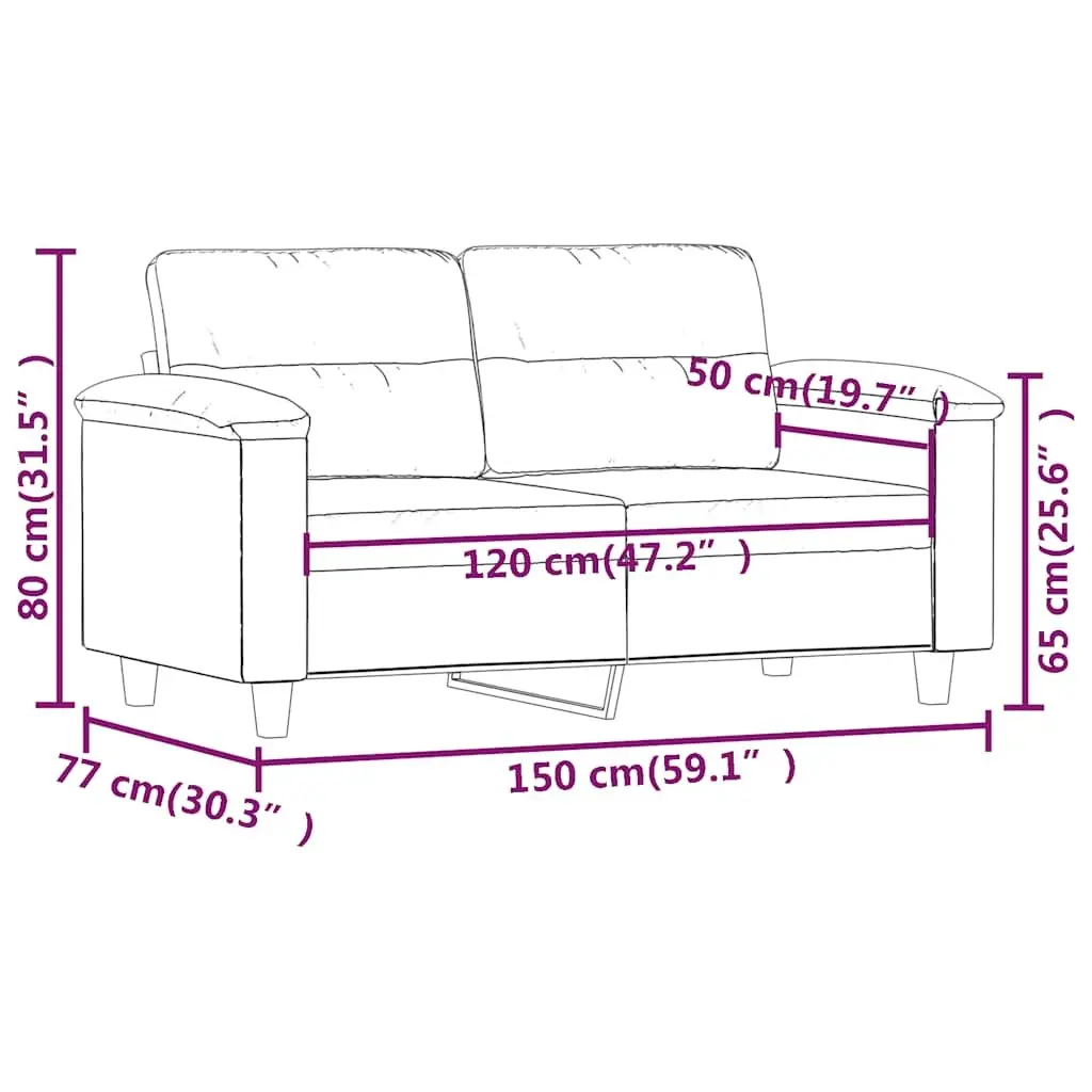 2-Seater Sofa Modern Lounge Couch 120cm Black Faux Leather