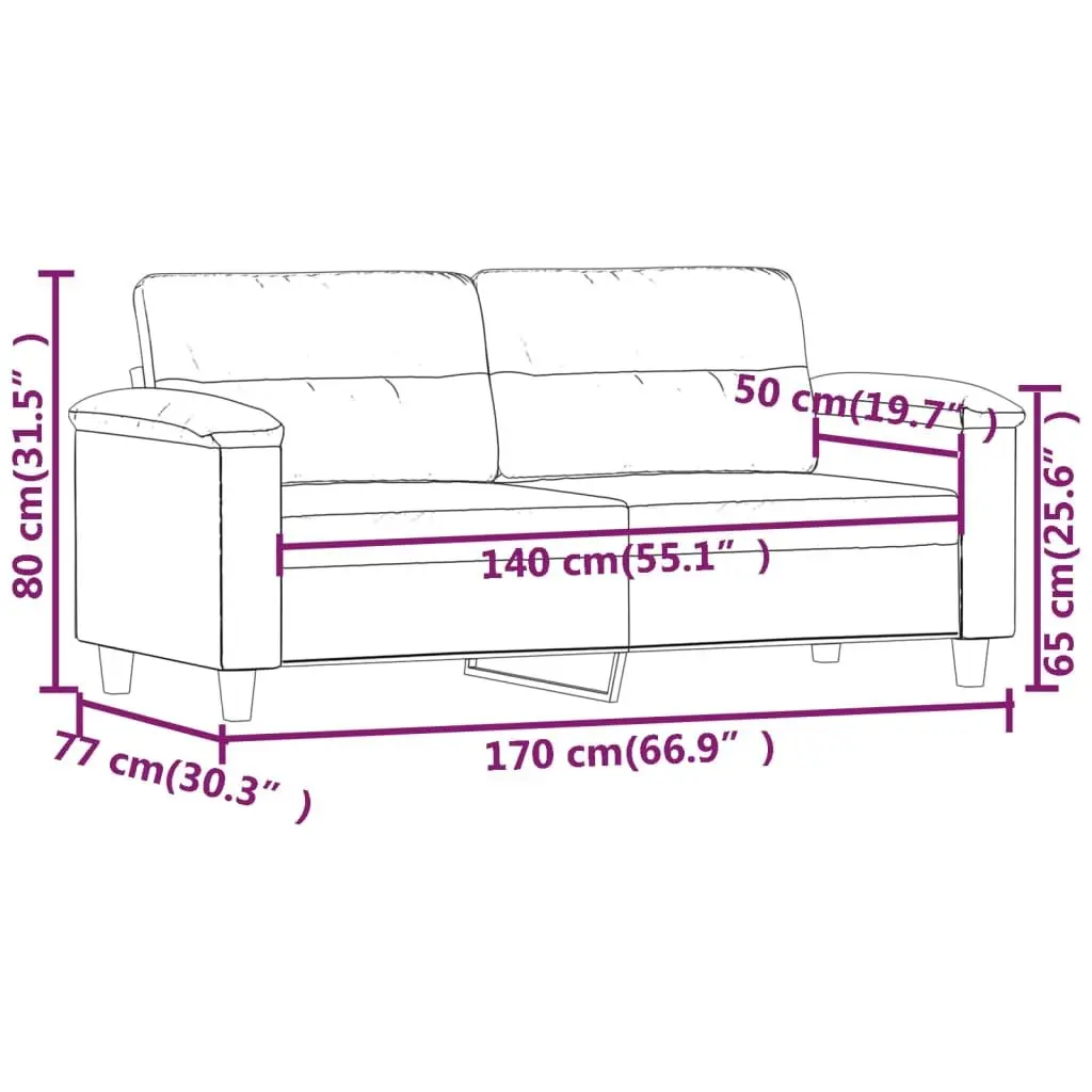 2-Seater Sofa Black 140cm Modern Living Room Couch