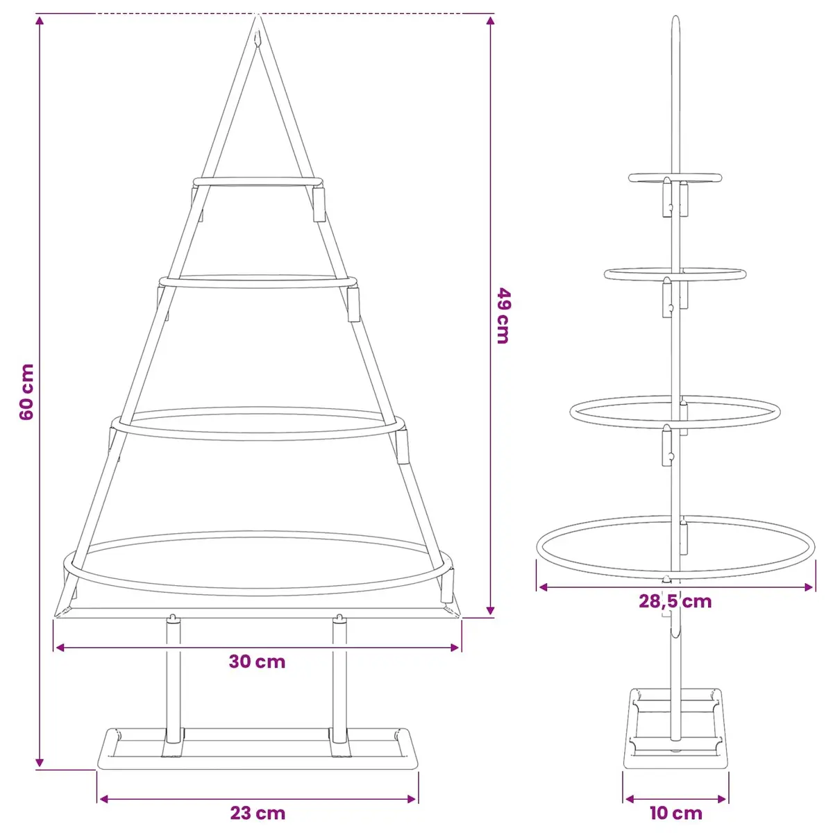 Black Metal Christmas Tree Frame 60cm