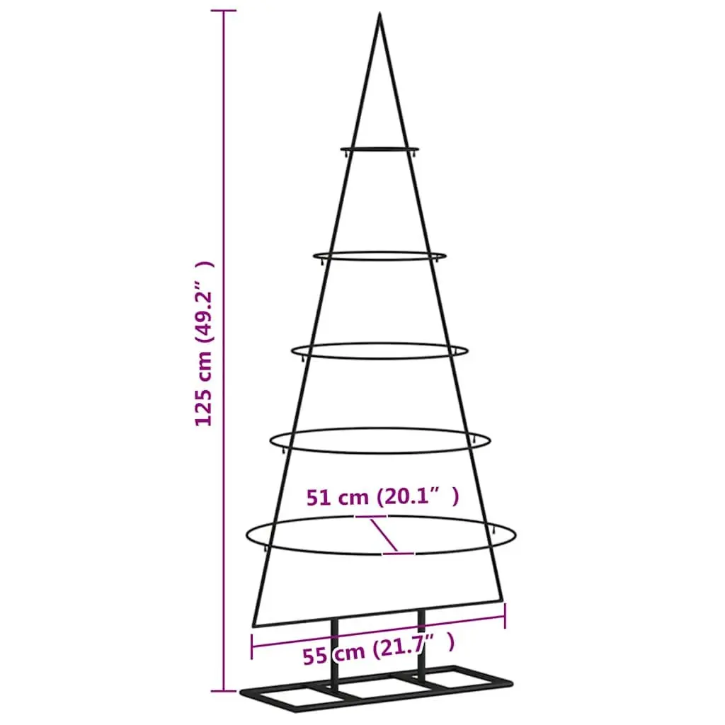 Black Metal Christmas Tree Frame, 125cm Height