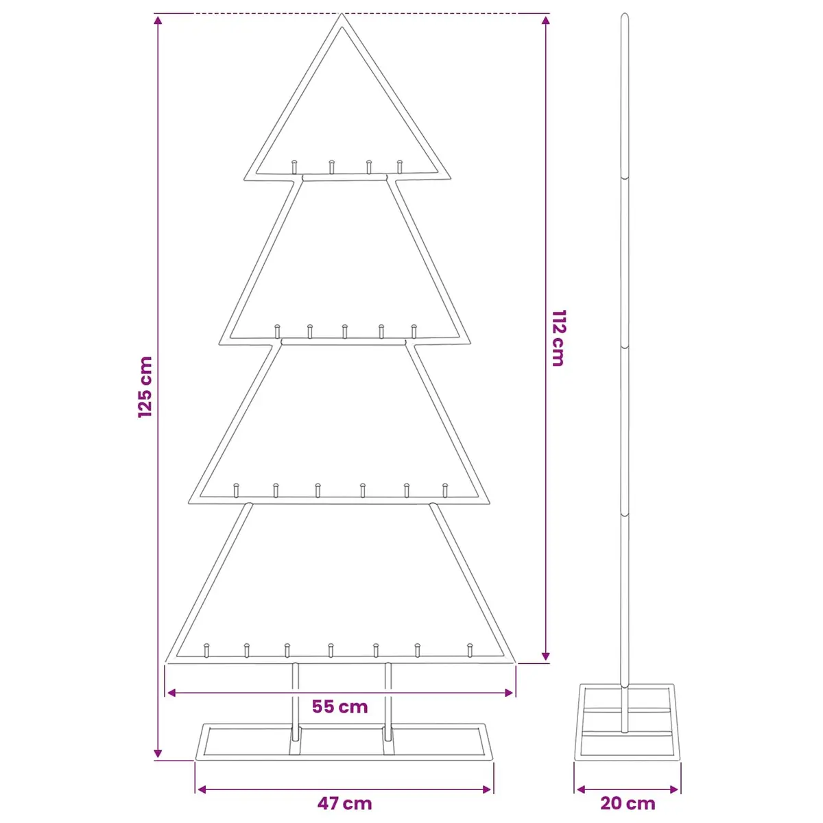 Metal Christmas Tree Frame DIY Decoration 125cm Black Modern