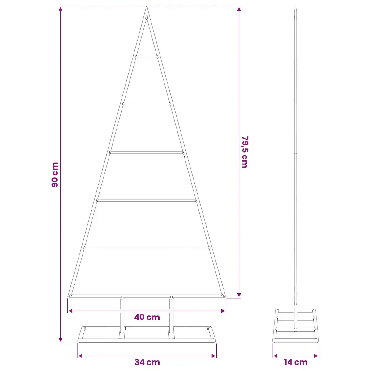 Metal Christmas Tree Decoration DIY 90cm Black