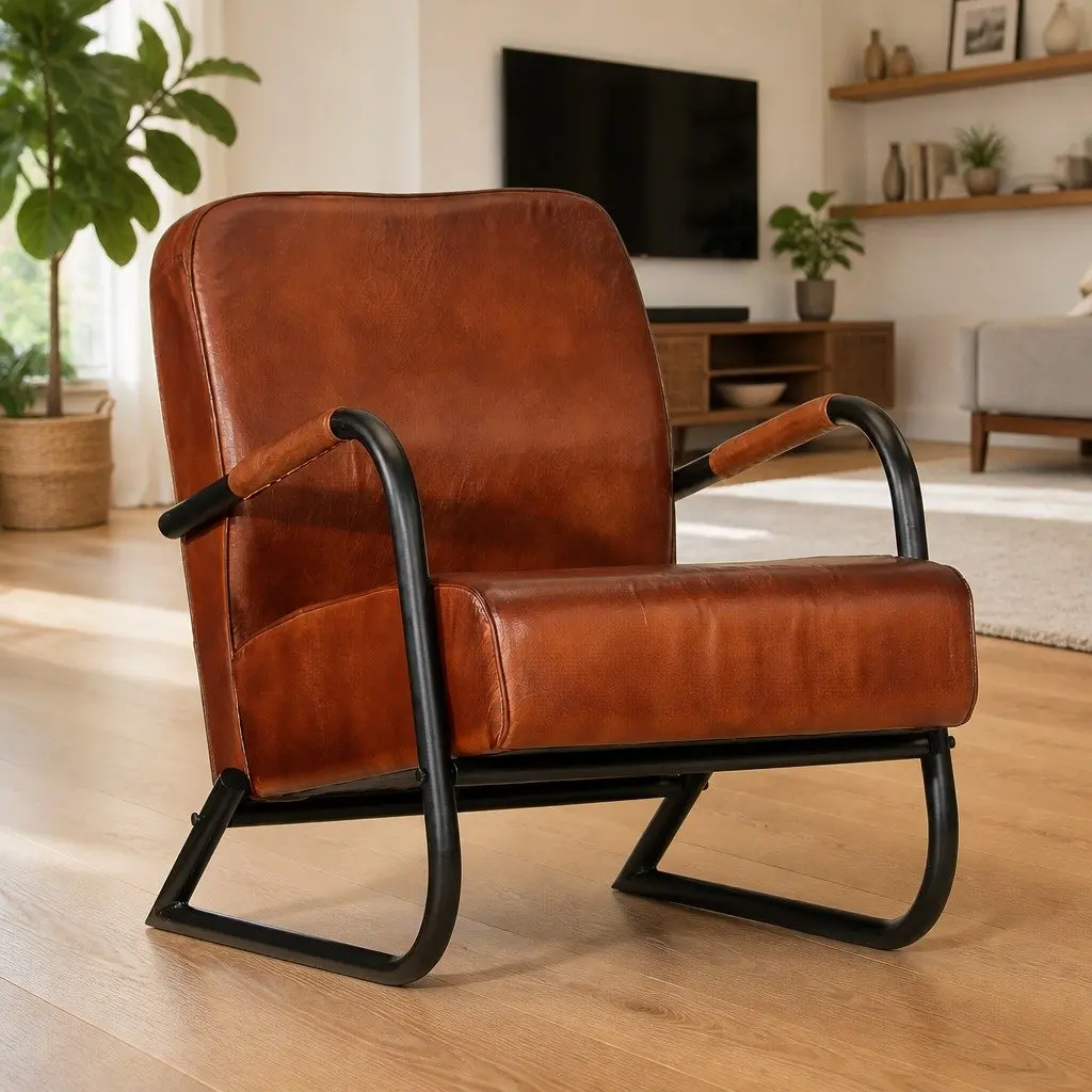Brown Leather Sofa Chair for Relaxation