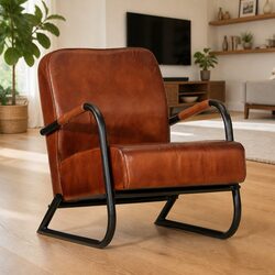 Comfortable Brown Leather Sofa Chair for Relaxation