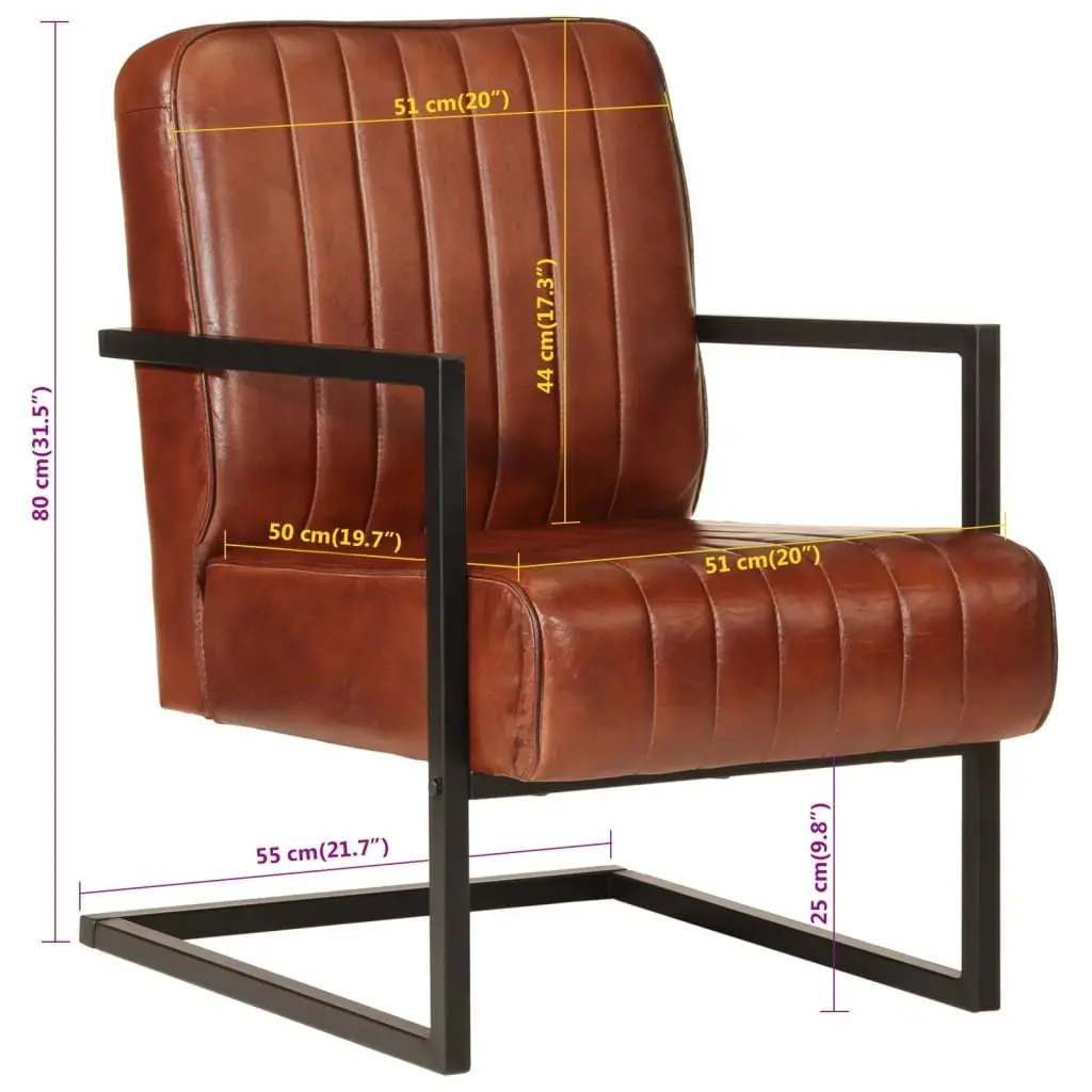 Sofa Chair Brown Leather Lounge Seating Armchair