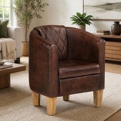 Reliable Brown Leather Tub Chair with Quality Build