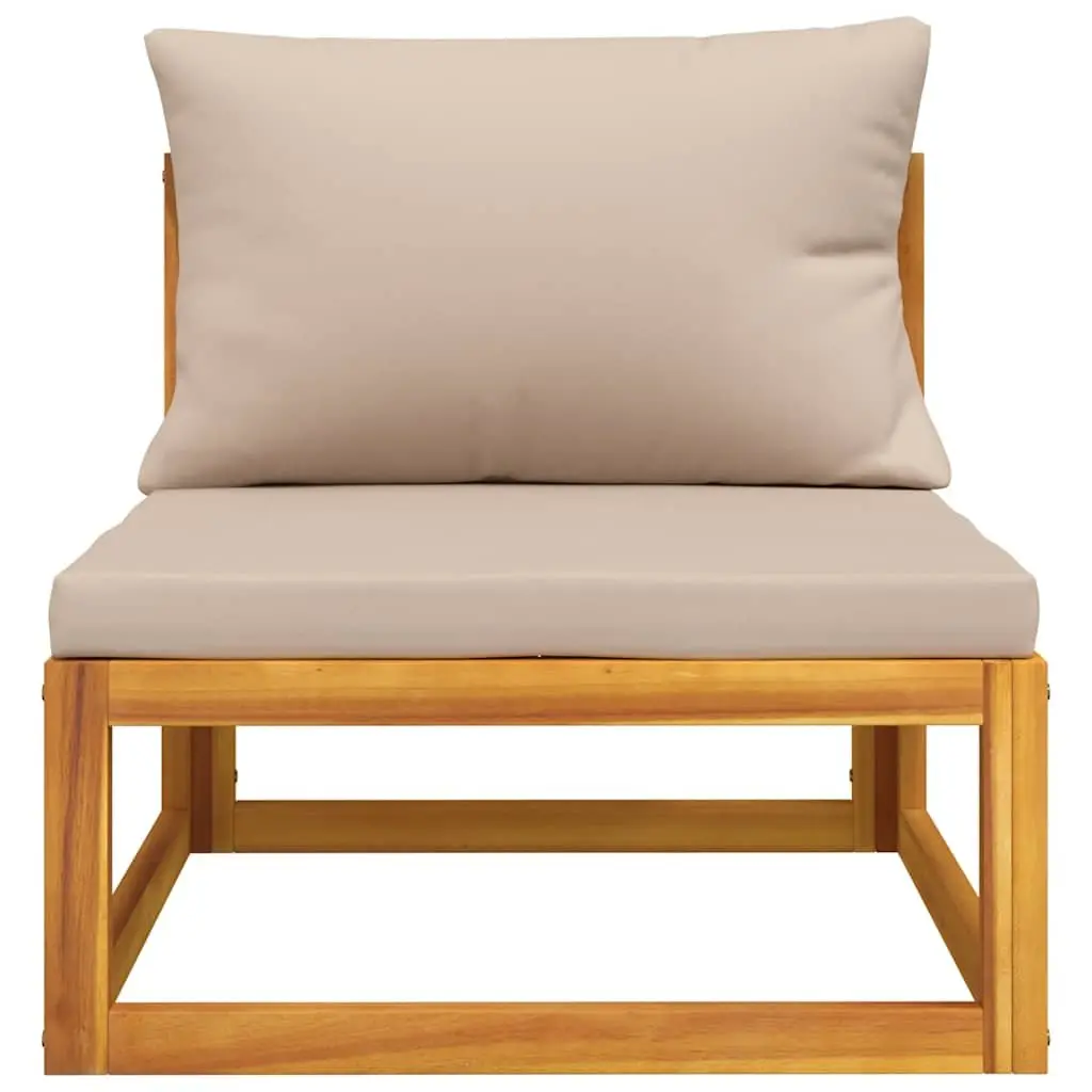 Garden Middle Sofa Modular Outdoor Sectional Unit Taupe Cushions
