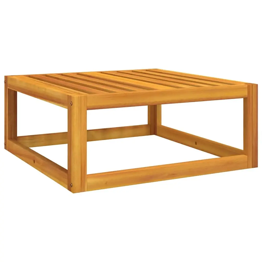 Outdoor Footrest Grey Cushion Solid Acacia Wood Garden Ottoman