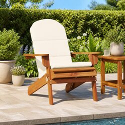 Adirondack Garden Chair Solid Wood Outdoor Lounge Seat with Cushions Foldable