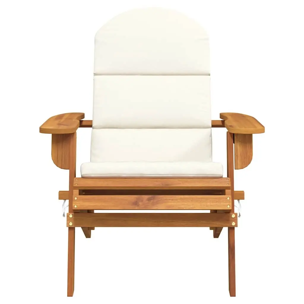 Adirondack Garden Chair Solid Wood Outdoor Lounge Seat Foldable Brown with Cushions