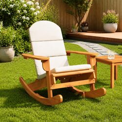 Cozy and Reliable Acacia Wood Adirondack Rocking Chair