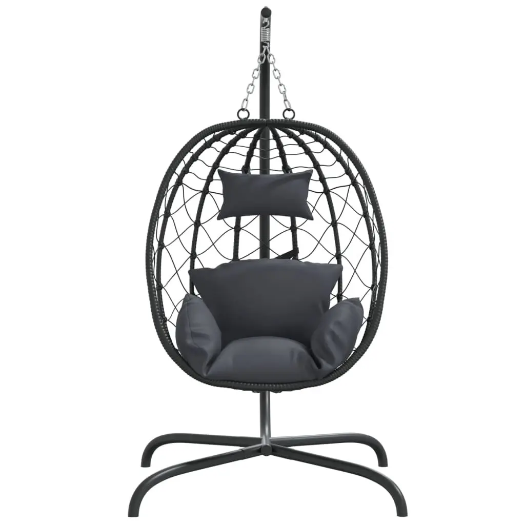Hanging Chair Outdoor Swing Seat Poly Rattan Steel Frame Anthracite Cushion Relaxation