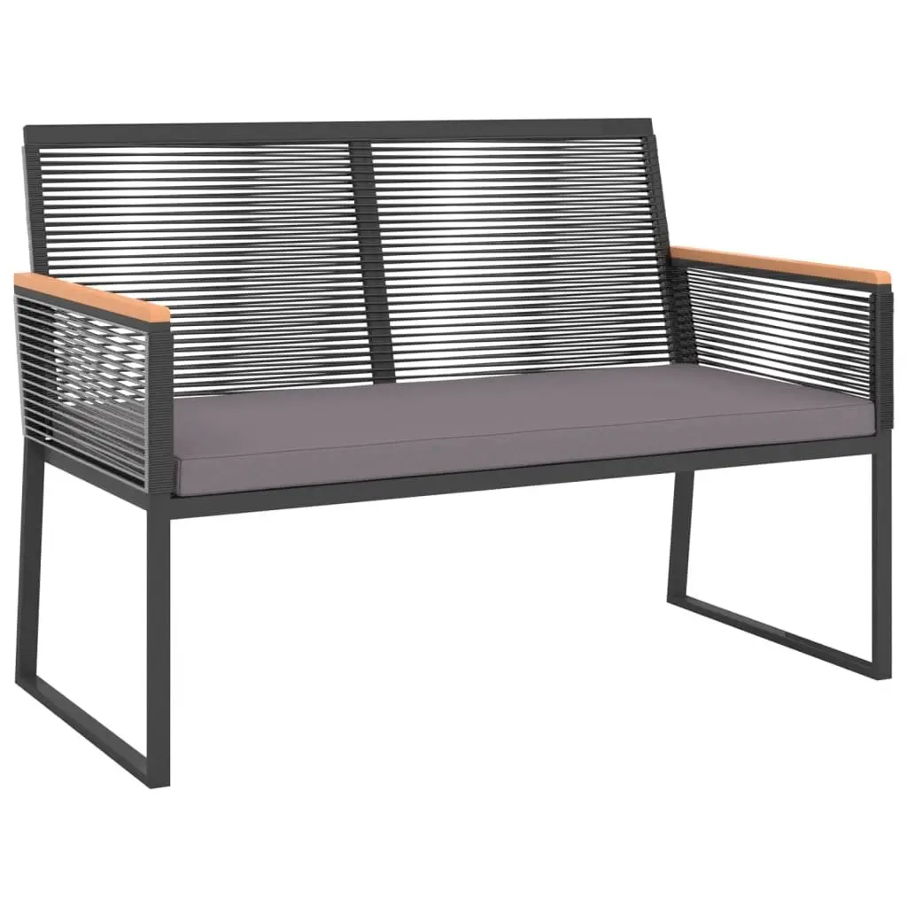 Garden Lounge Set 4 Piece Outdoor Furniture Black Steel Frame Padded Cushions