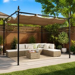 Reliable Taupe Pergola with Adjustable Roof