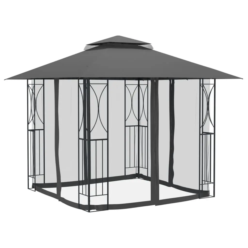 Gazebo Outdoor Garden Party 300x300x270cm Steel Frame Anthracite