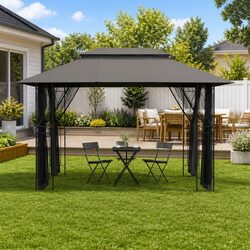 Reliable Anthracite Gazebo with Mesh for Outdoor Enjoyment