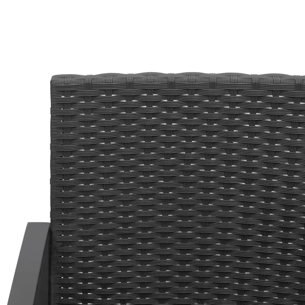 Garden Dining Set 3 Piece Outdoor Furniture Black PP Rattan with Cushions