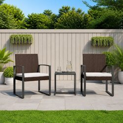 Comfortable 3-Piece Brown Rattan Dining Set