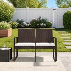 Cozy Brown 2-Seater Garden Bench with Cushions