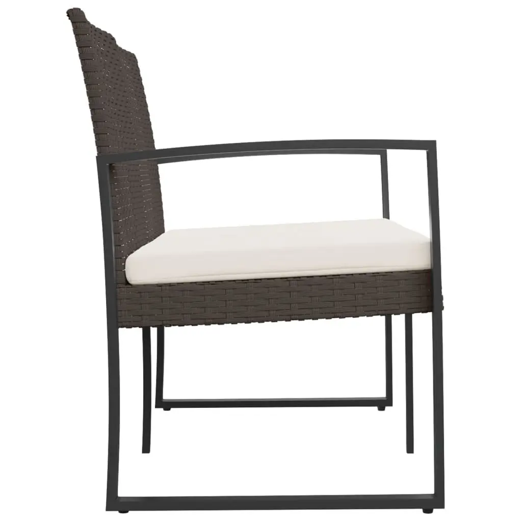 Brown 2-Seater Garden Bench with Cushions