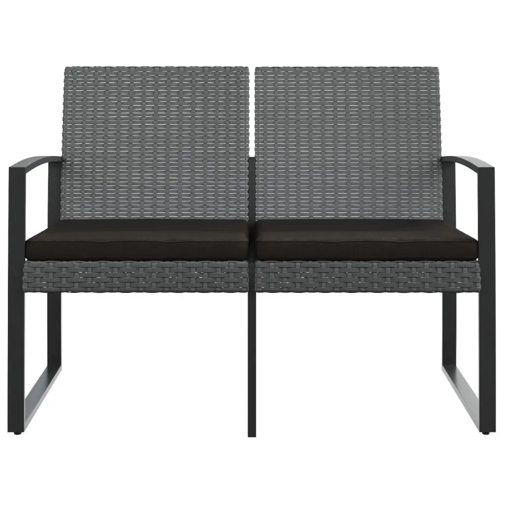 2-Seater Garden Bench Outdoor Seating Grey Rattan with Cushions