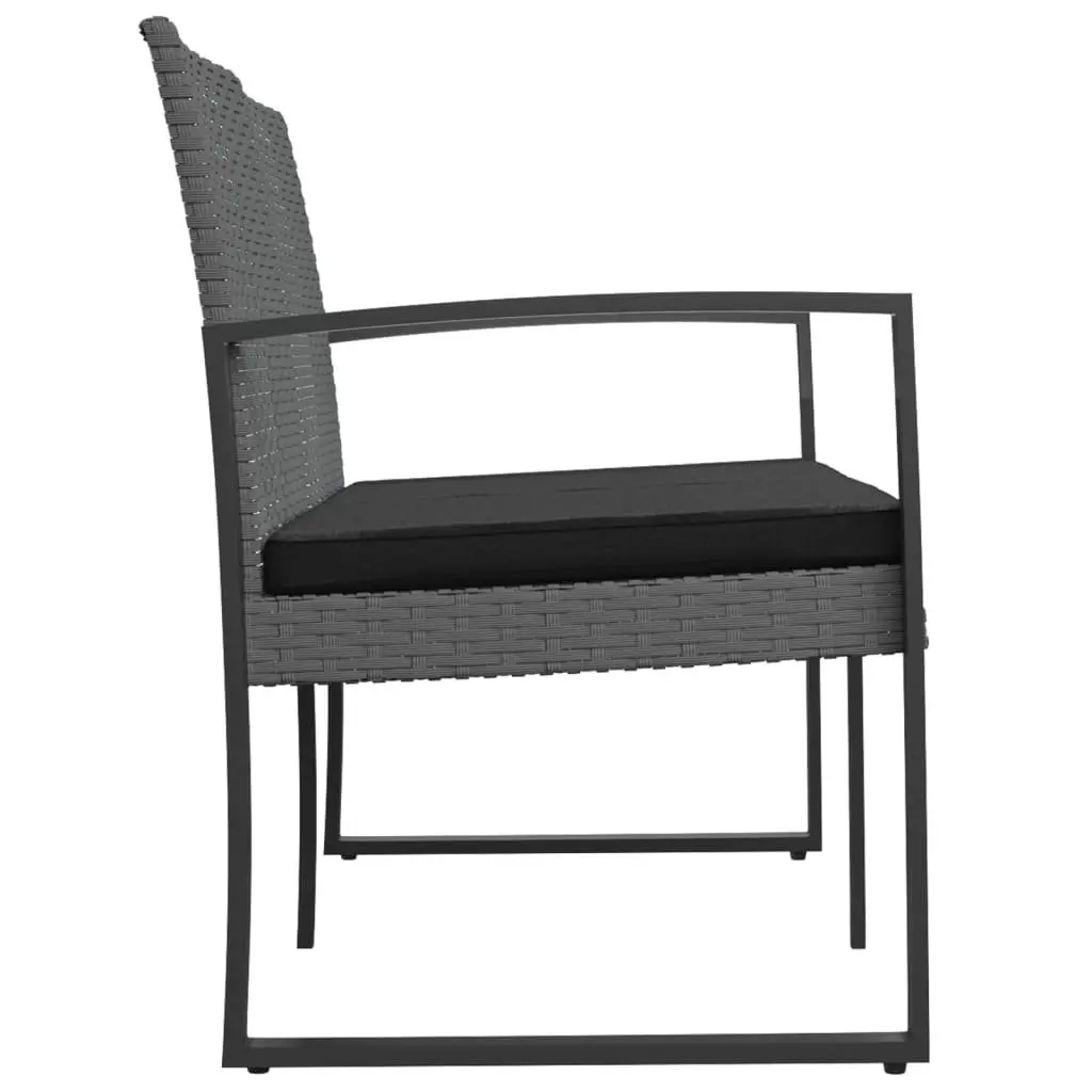 2-Seater Garden Bench Outdoor Seating Grey Rattan with Cushions