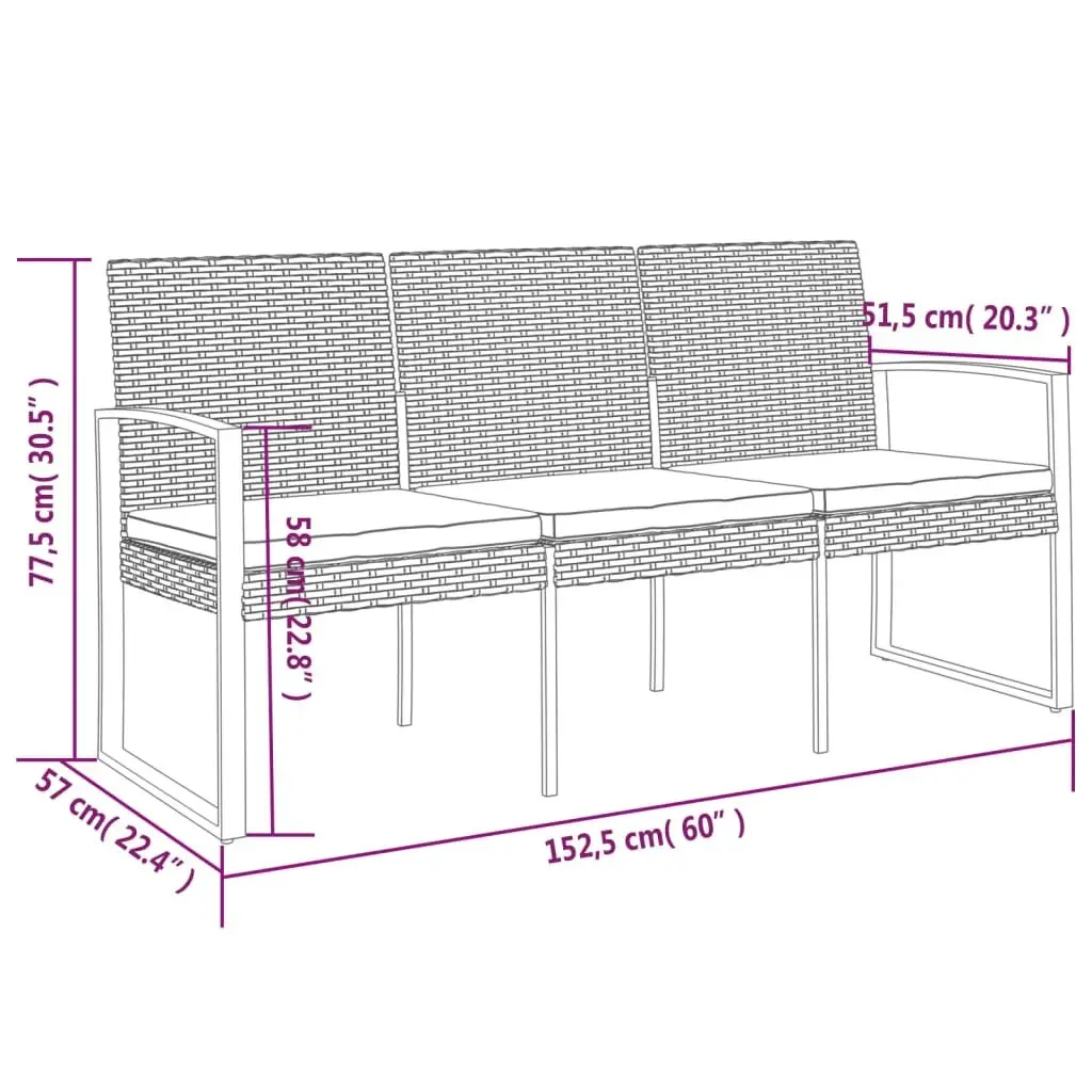 3-Seater Garden Bench