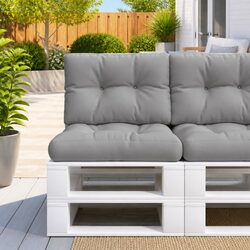 Pallet Cushions 2 pcs Grey Outdoor Garden Sofa Seat Pad Polyester Fabric