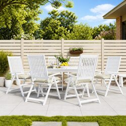 Chair Cushions 6pcs Cream White Outdoor Garden Patio Seat Pad Oxford Fabric