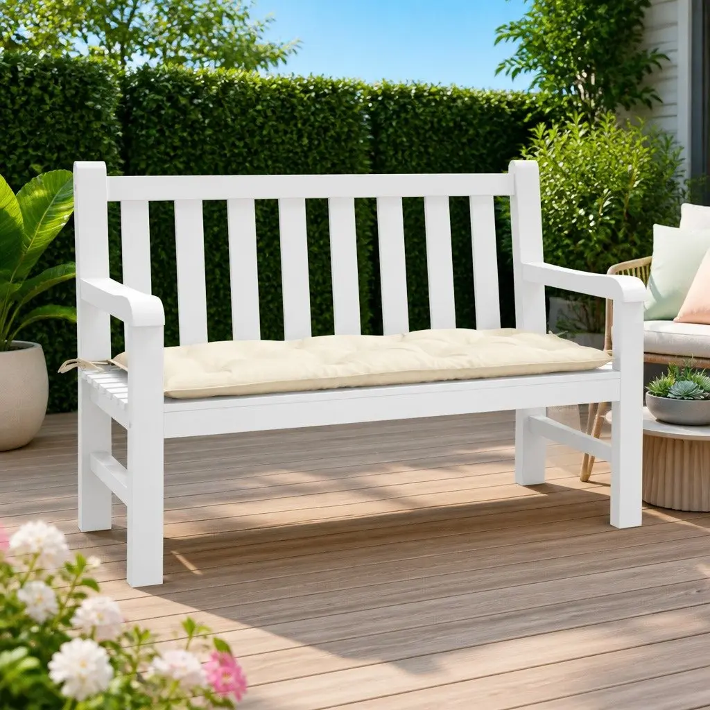 Garden Bench Cushion Cream Outdoor Pallet Cushion 120x50x7cm