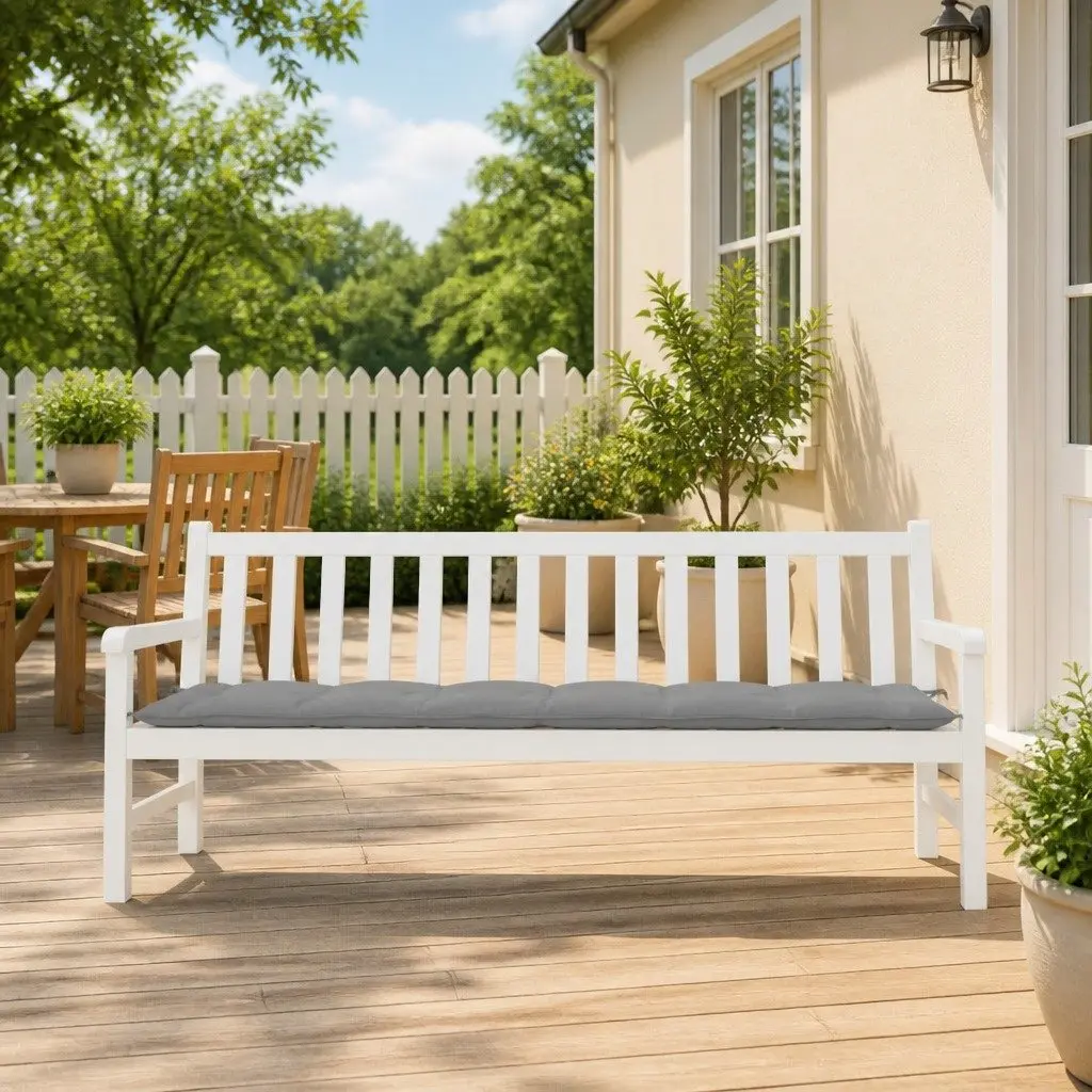 Garden Bench Cushion Outdoor Seating Pad 200x50x7cm Grey Water-Resistant