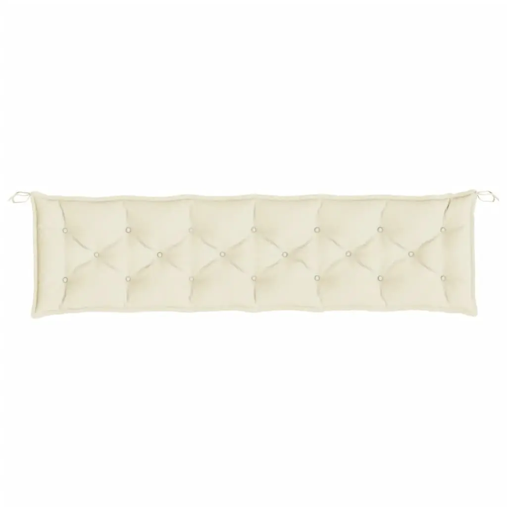 Garden Bench Cushion Outdoor Seating 200 x 50 x 7 cm Cream Water-Resistant Oxford Fabric