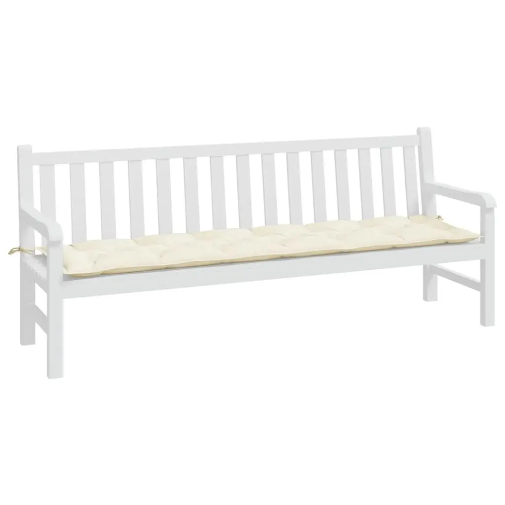 Garden Bench Cushion Outdoor Seating 200 x 50 x 7 cm Cream Water-Resistant Oxford Fabric