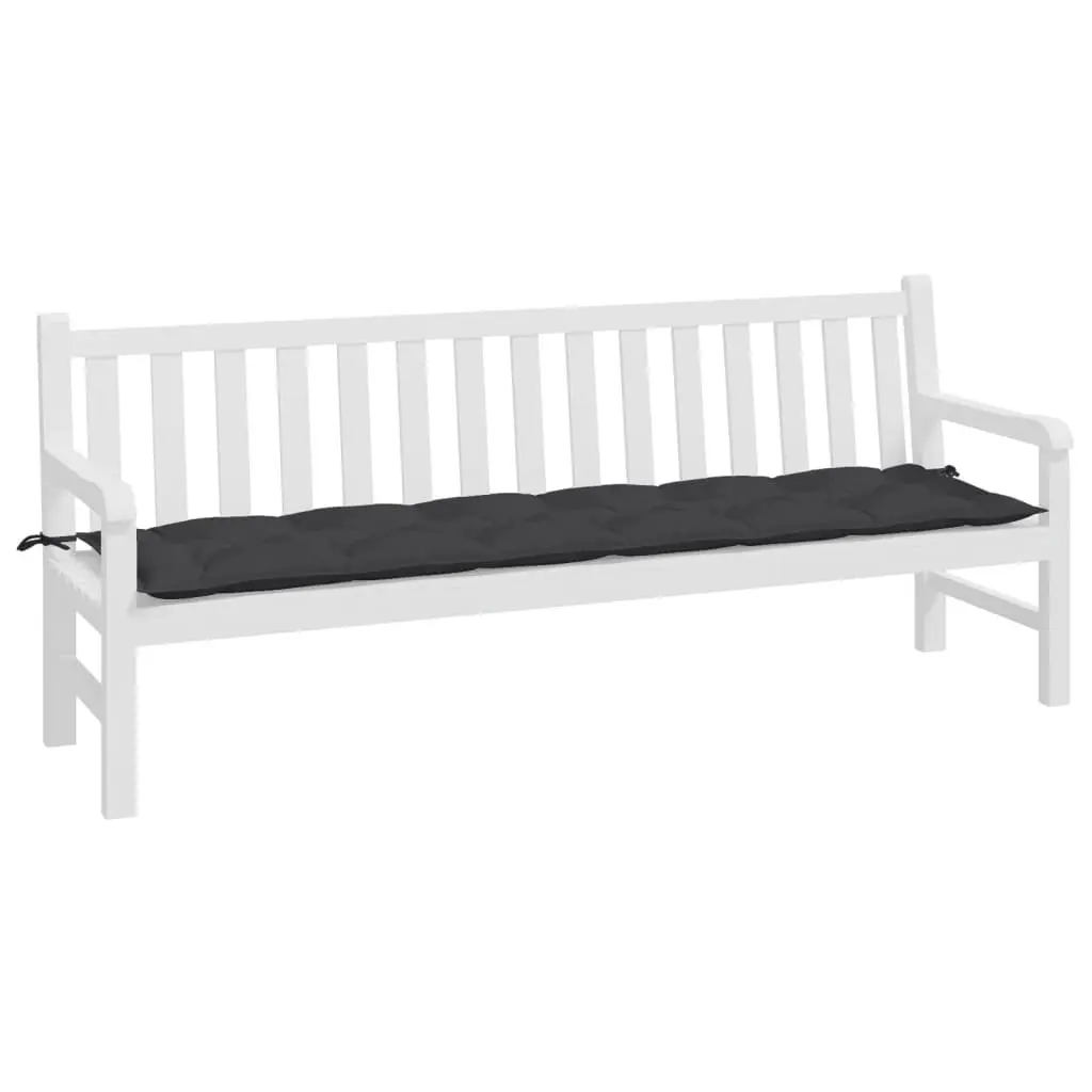 Garden Bench Cushion Outdoor Seating Pad 200x50x7cm Black Water-Resistant