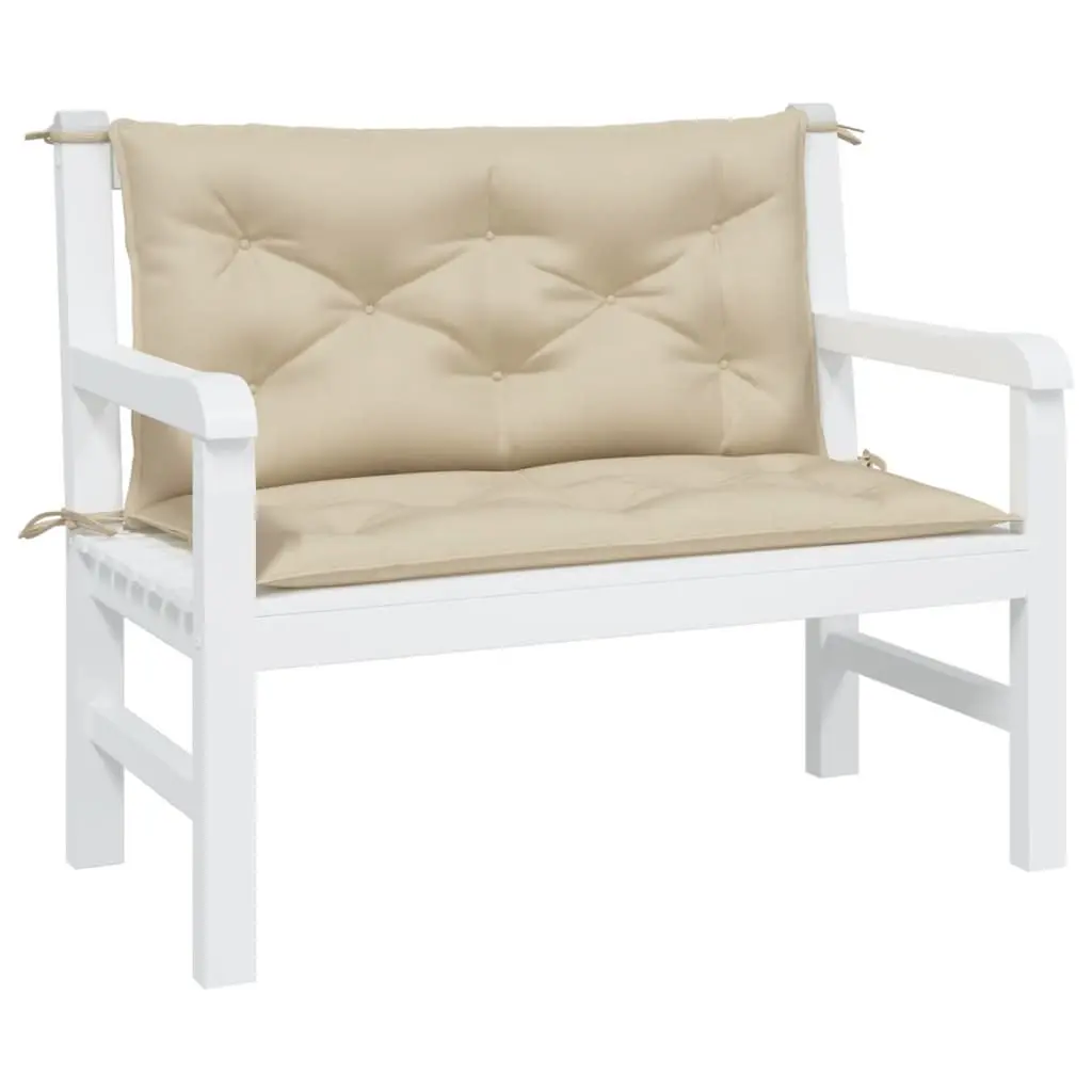 Garden Bench Cushions Outdoor Seating Pad 100 x 50 x 7 cm Beige 2 Piece