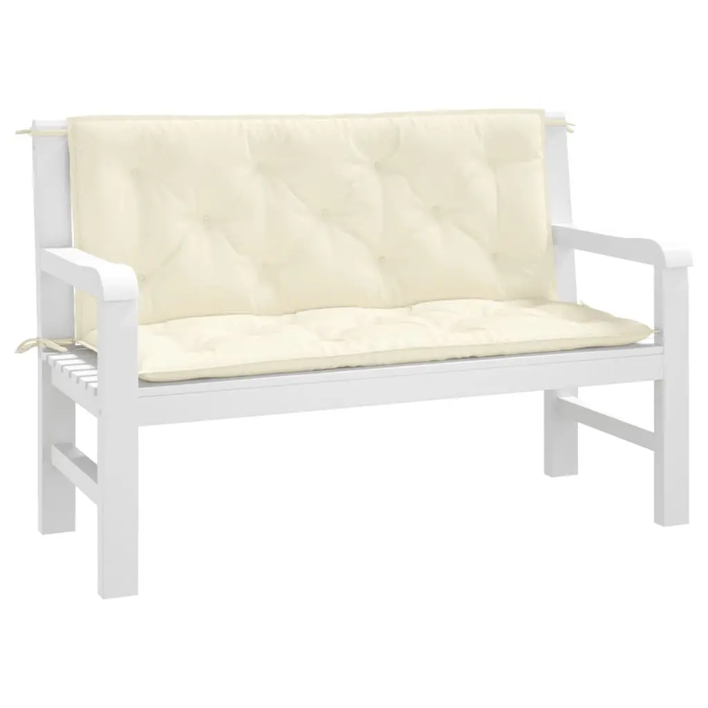Garden Bench Cushions Outdoor Seating Pad 120 x 50 x 7 cm Cream 2 Pack