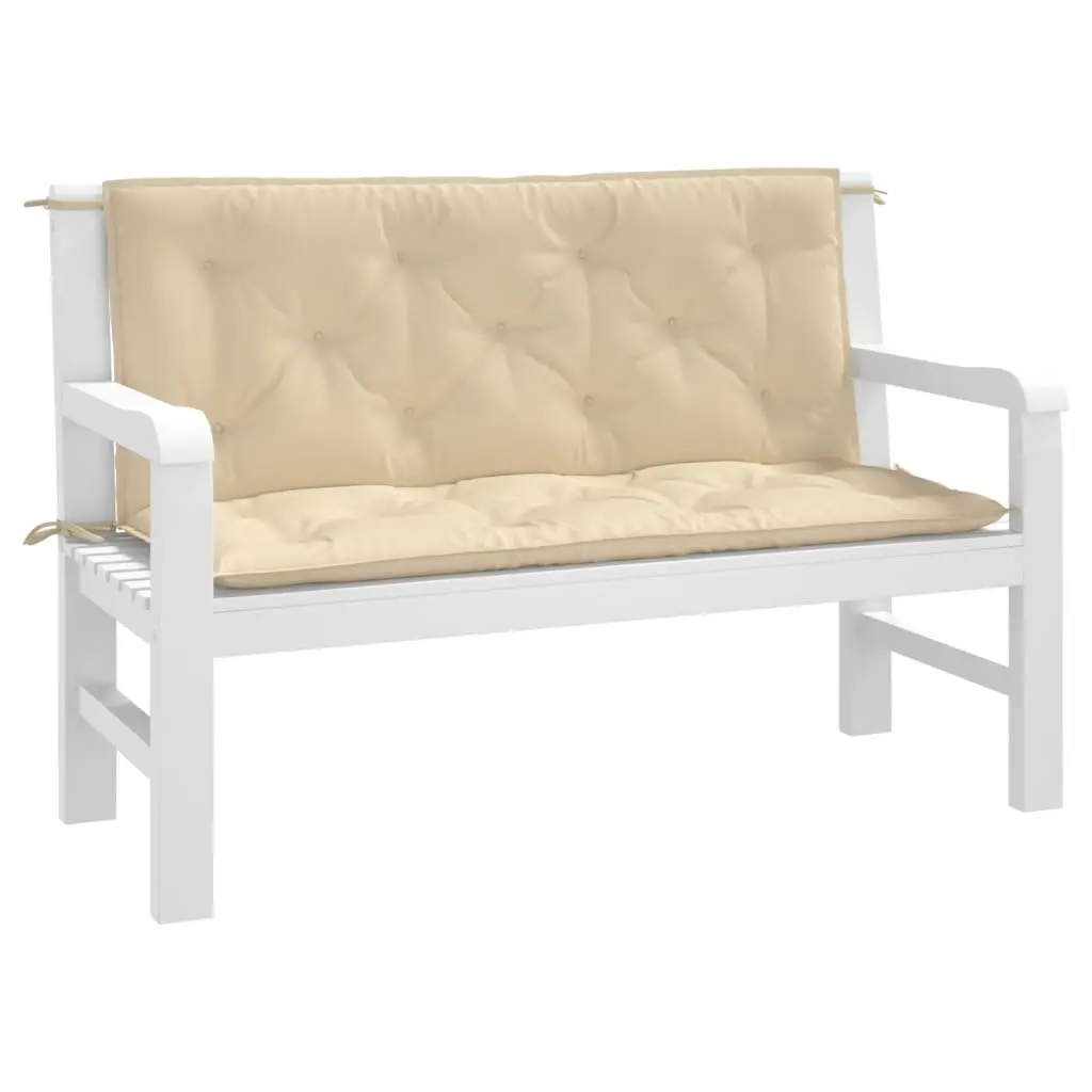 Garden Bench Cushions 2 pcs Outdoor Seating 120x50x7 cm Beige Oxford Fabric