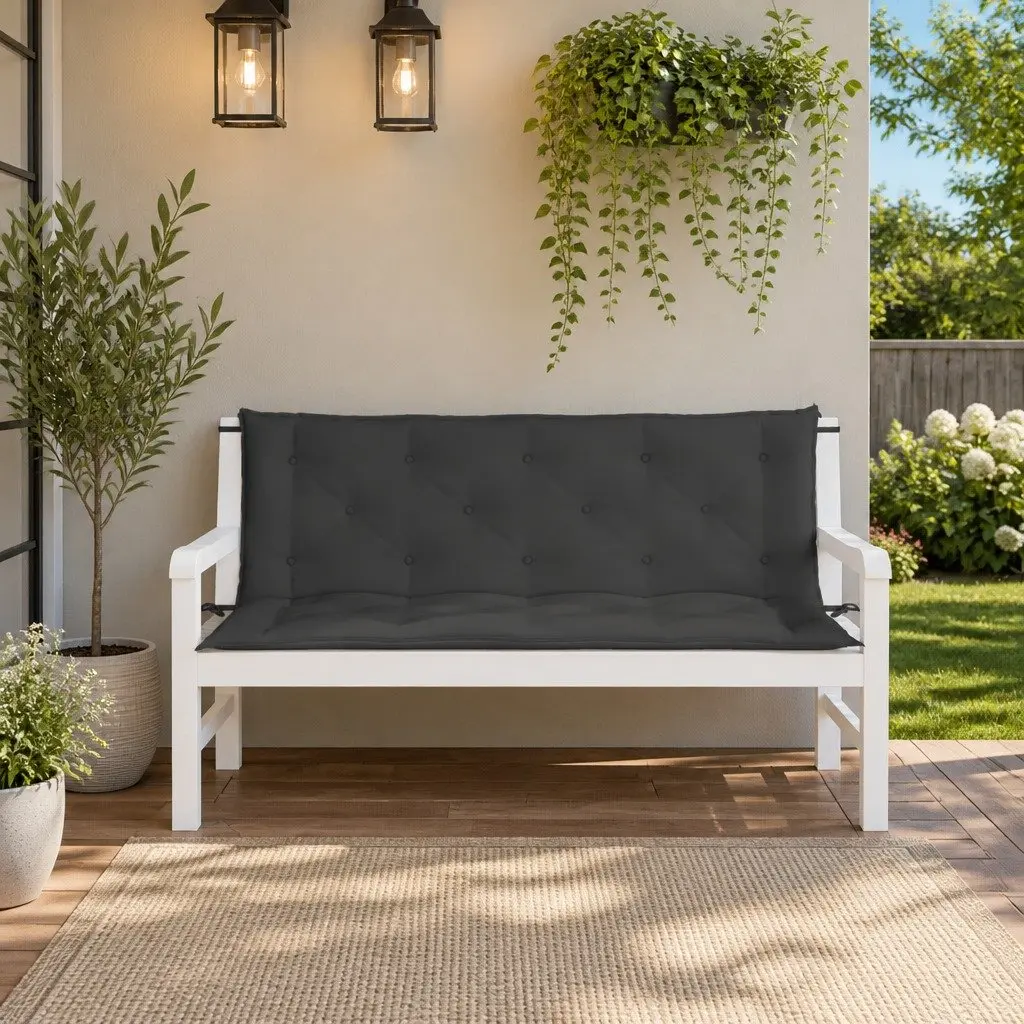 Garden Bench Cushions Outdoor Seating 150 x 50 x 7 cm Anthracite 2 Pieces