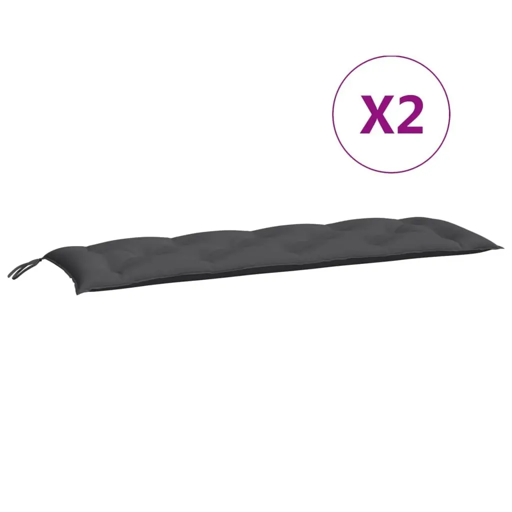 Garden Bench Cushions Outdoor Seating 150 x 50 x 7 cm Anthracite 2 Pieces