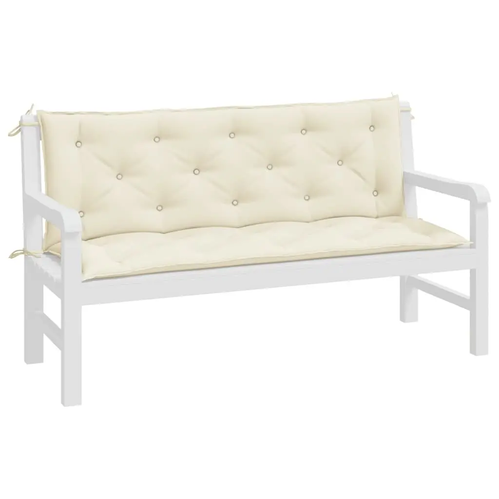 Garden Bench Cushions Outdoor Seating Pad 150 x 50 x 7 cm Cream 2 Pieces Water Resistant