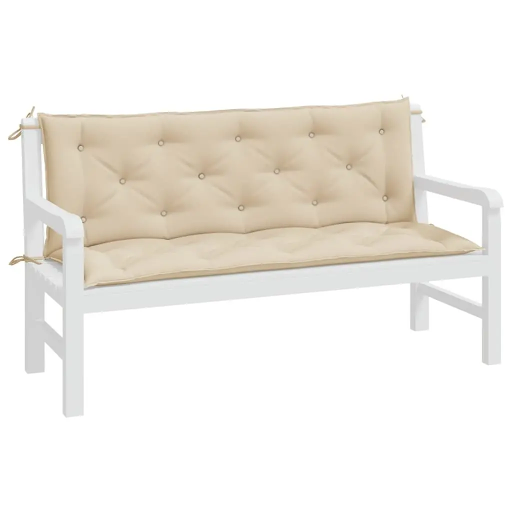 Garden Bench Cushions Outdoor Seating Pad 150 x 50 x 7 cm Oxford Fabric Beige 2 Pieces