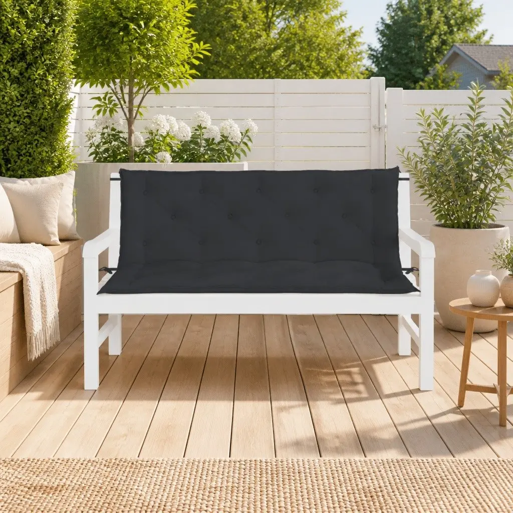 Garden Bench Cushions Outdoor Seat Pad 150x50x7cm Black 2pcs