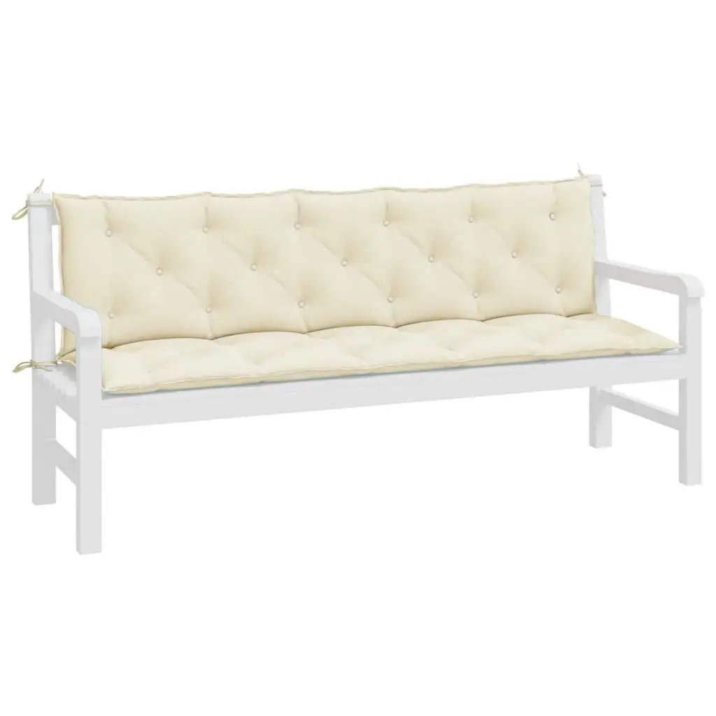 Garden Bench Cushions Outdoor Seating Pad 180 x 50 x 7 cm Cream White 2 pcs Oxford Fabric