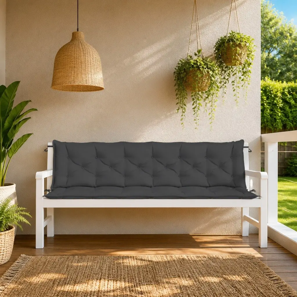 Garden Bench Cushions Outdoor Patio Seat Pad 200 x 50 x 7 cm Oxford Fabric Anthracite 2pcs